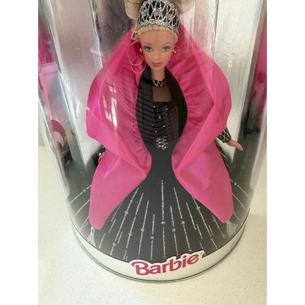 Brand New Vintage 1998 Happy Holidays Barbie Collectible Pink Black Rare Error
